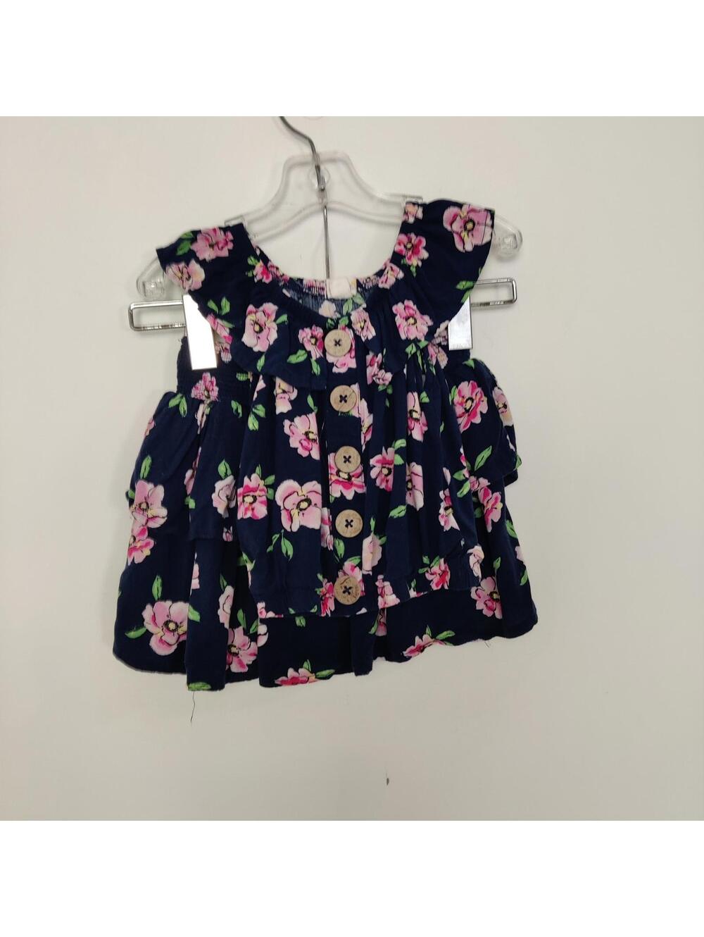 Lemon Kids Girls Navy Floral Ruffle Skirt and Blouse Set Size 4T
